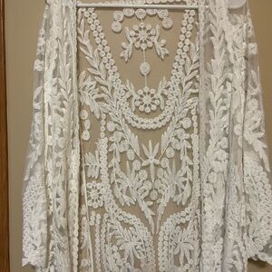 White Lace Kimono Cardigan